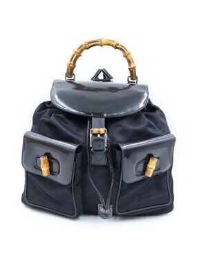 Gucci Bamboo Leather Backpack Black